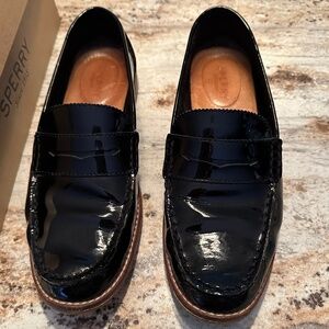 Sperry Seaport Penny Loafer, Black Patent Leather Size 8